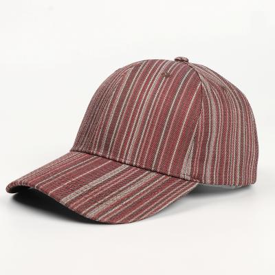 China COMMON Stripe Customized Baseball Hat 6 Panel Blank Hat Embroidered New Style 100% Cotton Baseball Cap for sale