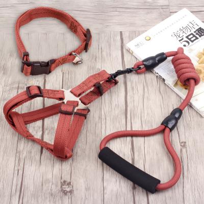 China Padded Nylon Harness 3 Leash Chest Traction Durable Outdoor Walking Back Rope Set For Dog for sale