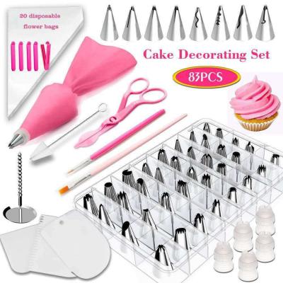 China Viable 83Pcs Cake Decorating Kit Piping Tips For Cupcake Baking Set Supplies for sale