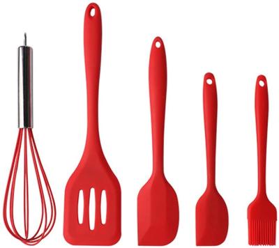 China Sustainable Cookware 5pcs Non-Stick Spatulas Brushes Home Cookware Silicone Kitchen Utensil Set for sale