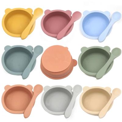 China BPA Free Silicone Tableware Non Slip Suction Baby Feeding Dish Bowl for sale