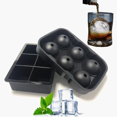 China Viable Flexible Sphere Whiskey Ice Ball Maker 4 6 8 Cavity Silicone Ice Cube Mold Trays With Lids for sale