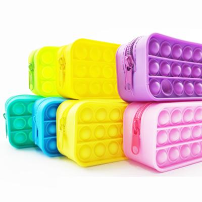 China Schools & Desks Free Funny Bubble Silicone Squishy Pencil Bag Pop Silicone Bubble Pencil Bag Simple Sensory Toy for sale