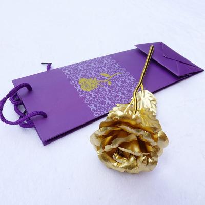 China Hot Gold Rose Flower Beautiful 24K Rose Flower For Girlfriend Gift Gift Amazon Sale 24k Gold Preserved for sale