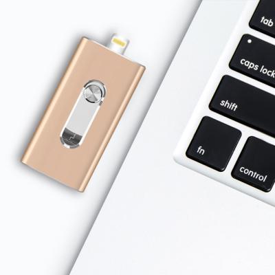 China Portable Style USB Flash Drive for iPhone 4GB 8GB 64GB USB/Lightning/Micro USB 3 in 1 Photo Stick OTG Memory Stick for IOS for Android Phone for sale