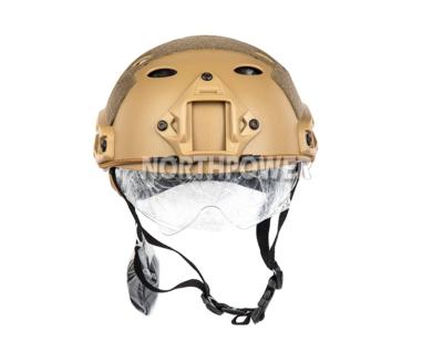 China ABS FAST PJ HELMET WITH GLASSES PROTECTOR For Outdoor CS Practice Airsoft Helmet Bulletproof Paintball Helmet for sale