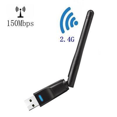 China New 150Mbps 802.11 b/g/n Wifi Adapter MTK7601 USB WIFI Desktop Wireless Card with 2dbi Antenna for Satellite Receiver for sale