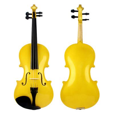 China Flawless high quality professional yellow varnished plywood violin with triangle foam case accessories for sale