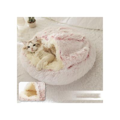 China Fashion Good Quality Hot Selling Plush Round Comfortable Pet Cat Bed Plush for sale