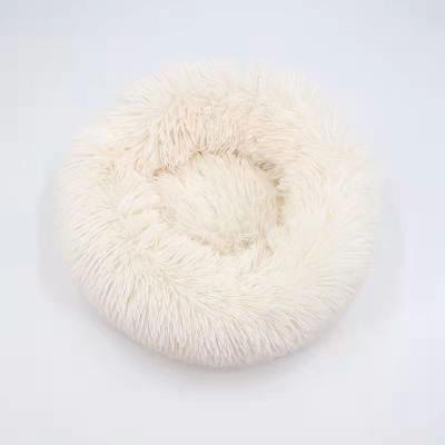 China Professional Fashion Manufacturer Comfortable Floppy Soft Plush Round Pet Bed For Cats for sale