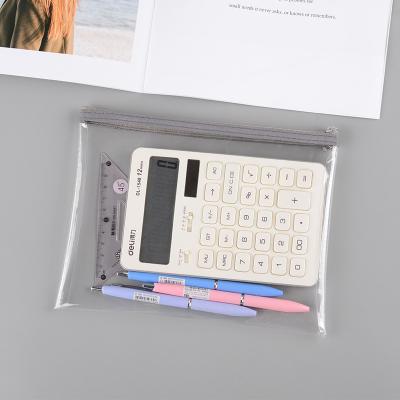 China Eco-friendly Creative Simple Transparent Tpu Zipper Pencil Bag A5 School Students Stationery Waterproof Pen Storage Bag for sale