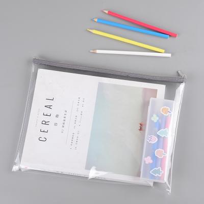 China Transparent Eco-friendly Stationery Storage Bag A4 File Tpu Student Zipper Pencil Bag For School for sale