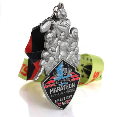 China Custom Wholesale 3D Medals Design Your Own Sports Marathon Running Finisher Zinc Alloy Medal With Lanyard for sale