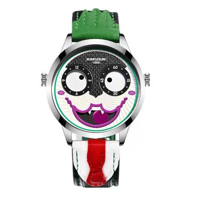 China Small three needle 2022 Brand New Halloween Dress Unique Fashion Green Clown Custom Ghost Festival Luxury Ghost Face Watch for sale