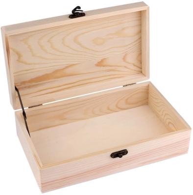 China Europe Unfinished Wooden Box, Wooden Jewelry Box With Locking Clasp Rectangle Box Wooden Organizer To Open Gift for sale