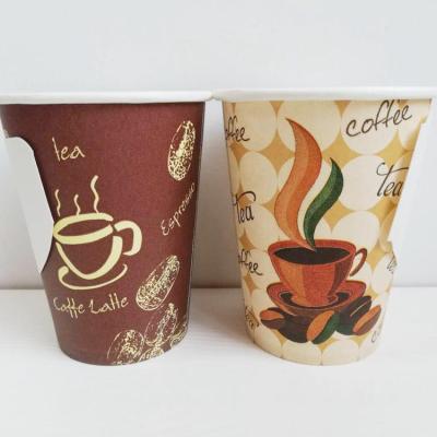 China Cheap Colorful Disposable 9oz Coffee Paper Cup With Single Wall Handle Take Away Tea Cup for sale