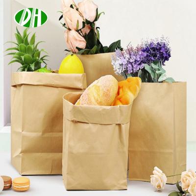 China Factory Wholesale Disposable Square Cheap Brown Food Bakery Bread Packaging Bag Bottom Kraft Paper for sale