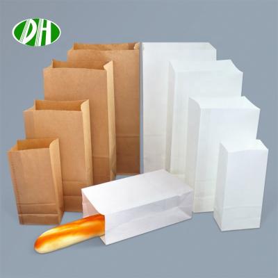 China Wholesale Disposable Eco Friendly Recyclable Square Bottom Kraft Paper Brown Food Paper Bag for sale