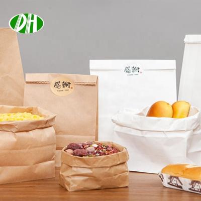 China Custom Large Brown Bread Paper Bag Kraft Paper Bread Disposable Paper Bag Disposable Hot Selling Size Square Bottom Kraft Paper for sale