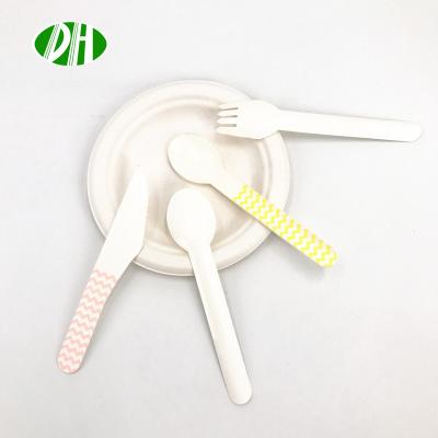 China Wholesale Disposable Take Away Recycled Biodegradable Paper Cutlery Knife Fork And Spoon Set for sale