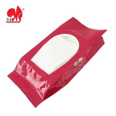 China Recyclable Portable Individual Wet Tissue Packaging Bag Knock Down Top Cleaning Wet Tissue Gusset Bag for sale