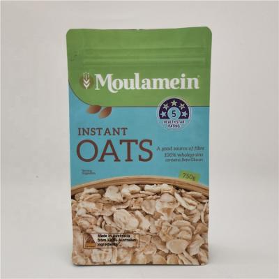 China Food Grade Material 8 Flat Bottom Moisture Proof Sides Sealed Zipper Instant Oats Packaging Bag for sale