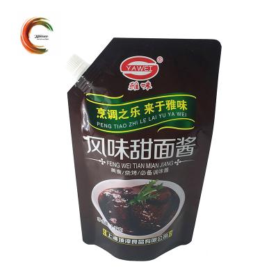 China Customized Design Sauce Spout Moisture Proof Aluminum Pouches With Cap for sale