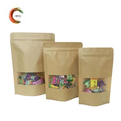 China Moisture Proof Zipper Stand Custom Kraft Bag Kraft Paper With Sticker for sale