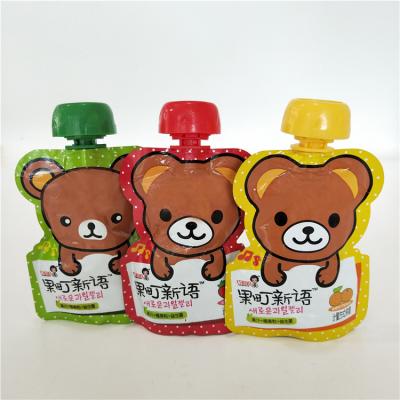 China Custom Cute Animal Liquid Standing Pouch Bear Shape Beverage For Juice Jelly for sale