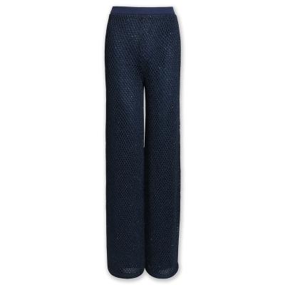 China Hot Selling High Quality Beading Women Breathable Knit Wide Leg Pants for sale