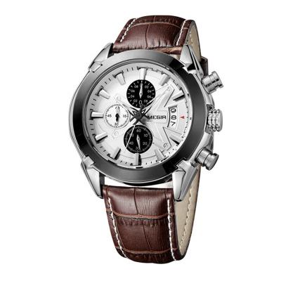 China MEGIR 2020 Men's Non-Specific Quartz Leather Watches Military Fashion Customized Your Logo Brown Chronograph Wrist Watch Reloj Hombre for sale