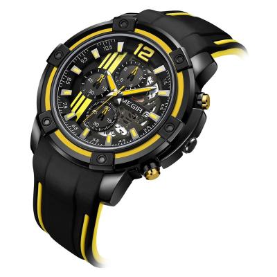 China MEGIR 2097 Chronograph Men's Chronometer Watch Waterproof Military Silicone Quartz Sports Multifunction Watch for sale