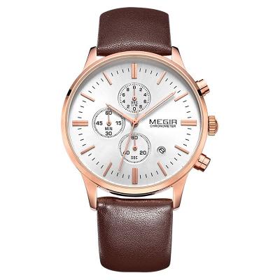 China Waterproof megir watch 2011 minimalist men chronograph watches multifunction sports watch analog wristwatch for sale