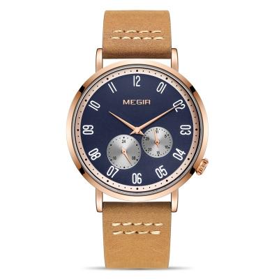 China Megir Quality 1083 Water Resistant Watches Fashion Luxury Men Watch OEM Waterproof Logo Leather Watch Custom Made Quartz Wrist Watch for sale