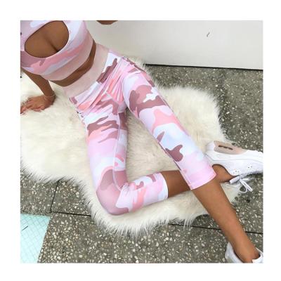 China New Fitness Gym Yoga Suit Breathable Hot Selling Floral Printing Two Piece Yoga Set for sale