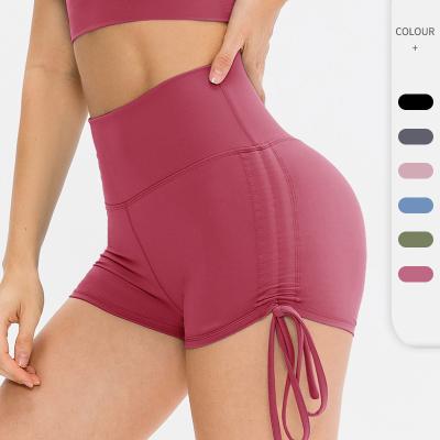 China Breathable Custom Gym Sports Logo Ladies Nylon Drawstring Tight Workout Jogging Shorts for sale