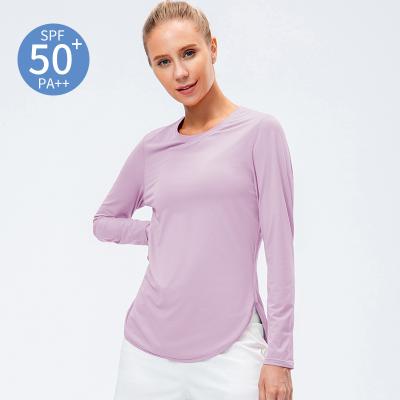 China Breathable Wholesale Blank Custom Women UPF 50 Long Sleeve Fitness Yoga Running T Shirts for sale