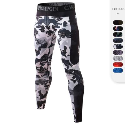 China 2021 Antibacterial High-elastic Fashion Printed Mens Fitness Running Compression Leggings Sports Training Pants for sale