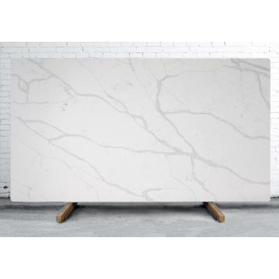 China Large Thickness Slabs Terrazo Kitchen Countertop Modern White Color Calacatta Porcelain Agglomerated Stone for sale