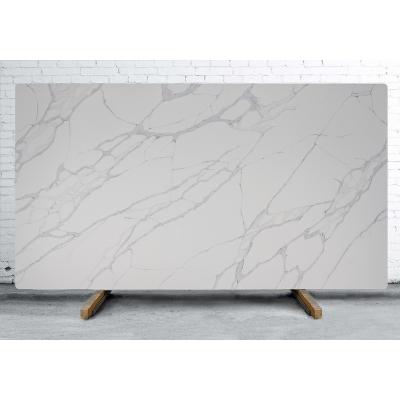 China Gray Veins Artificial Stone Slab Modern White Quartz Countertops Calacatta Quartz Countertops for sale