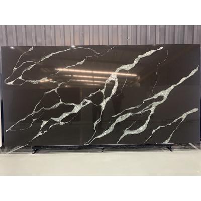 China Modern Engineered Quartz Stone Slab Certificated Artificial Black Quartz Stone For Countertop for sale