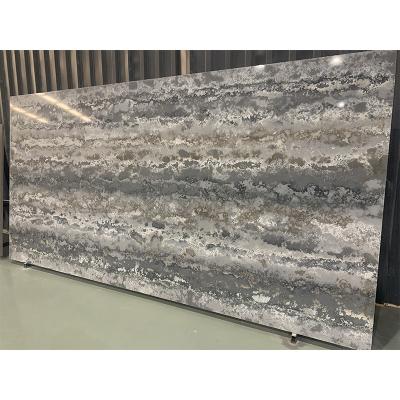 China Modern Porcelain Gray Glazed Marble Glitter Tiles Black Calacatta Quartz Tile With Gloden Veins Black Quartz Floor Tiles for sale