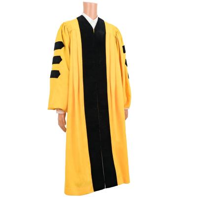 China New Design 2019 High Quality CustomYellow School With Black College Bachelor Degree Doctoral Gowns for sale