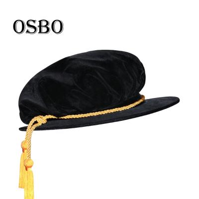 China UK Velvet Black Graduation School Style Doctoral Tudor Bonnet /Beefeater Hat for sale