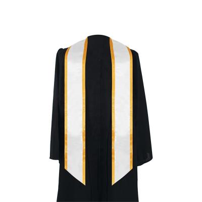 China 2020 Simple Corner School Satin Gold Trim Cheap Simple Graduation Stoles Wholesale for sale