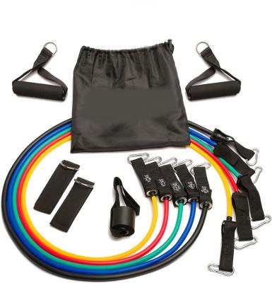 China Latex 11 Piece Resistance Band Set with Resistance 5 Level Tube for Workout and Fitness for sale