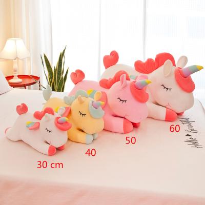 China Stuffed Animal Unicorn 40CM Angel Rainbow Unicorn Doll Plush Border Toys Large Ragdoll Sleeping Pillow Wholesale Gifts for sale