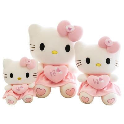 China Pillow Hello KT Cat Doll Cute Plush Toy Kitty Plush Doll 30CM Girl's Bed Sleep Pillow Kitten Doll Pink Skirt Hello Cat for sale