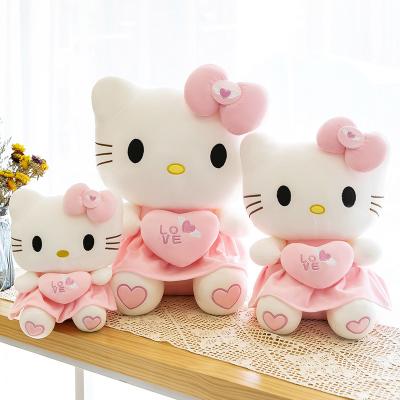 China Pillow Hello KT Cat Doll Cute Plush Toy Kitty Plush Doll 40CM Girl's Bed Sleep Pillow Kitten Doll Pink Skirt Hello Cat for sale