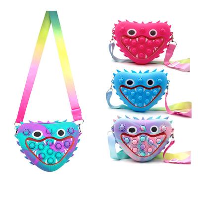 China Relieve Stress Messenger Bag Poppy Playtime Huggys Wuggy Monster Toy Decompression Bubble Spot Silicone Shoulder Bags for sale